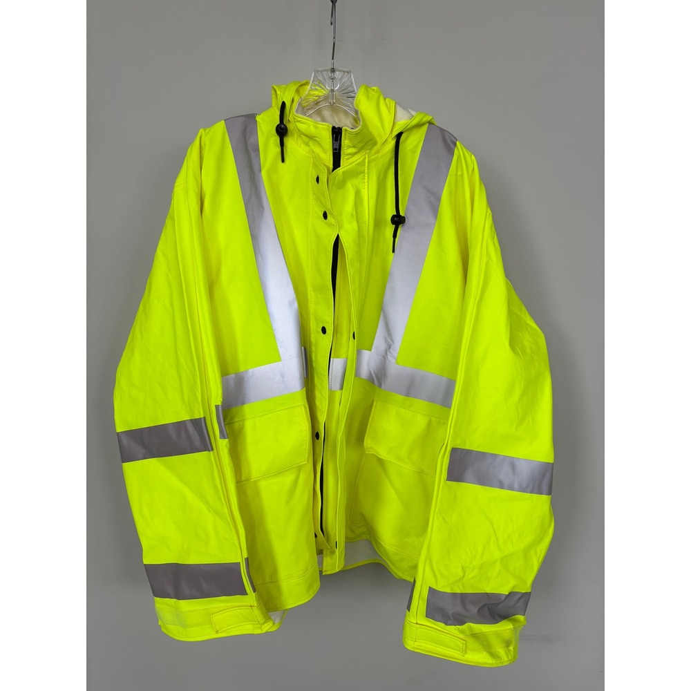 Bulwark FR Hi-Vis Rain Jacket Neon Yellow Reflective Class 3 Size 6X